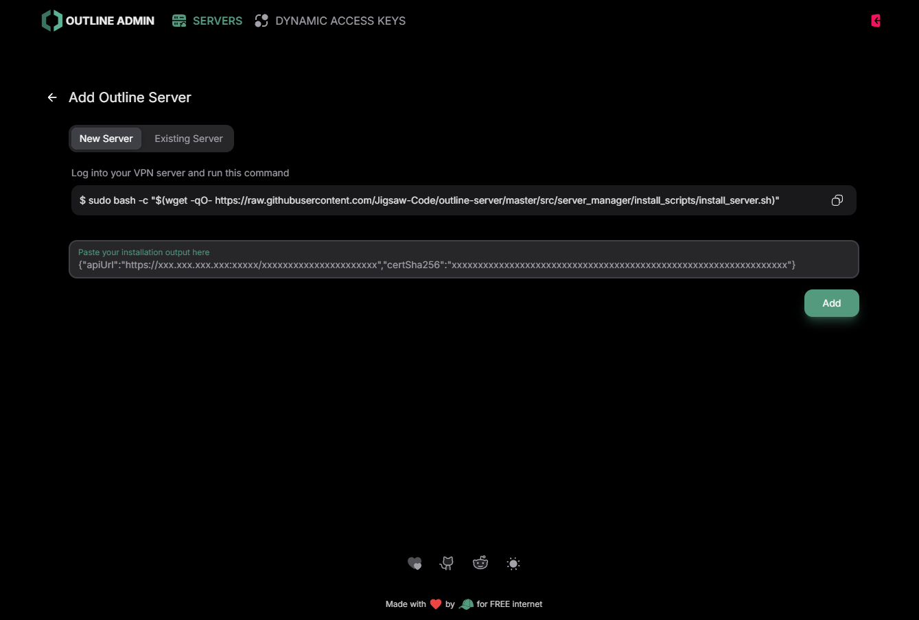 Outline VPN Admin Panel image no2