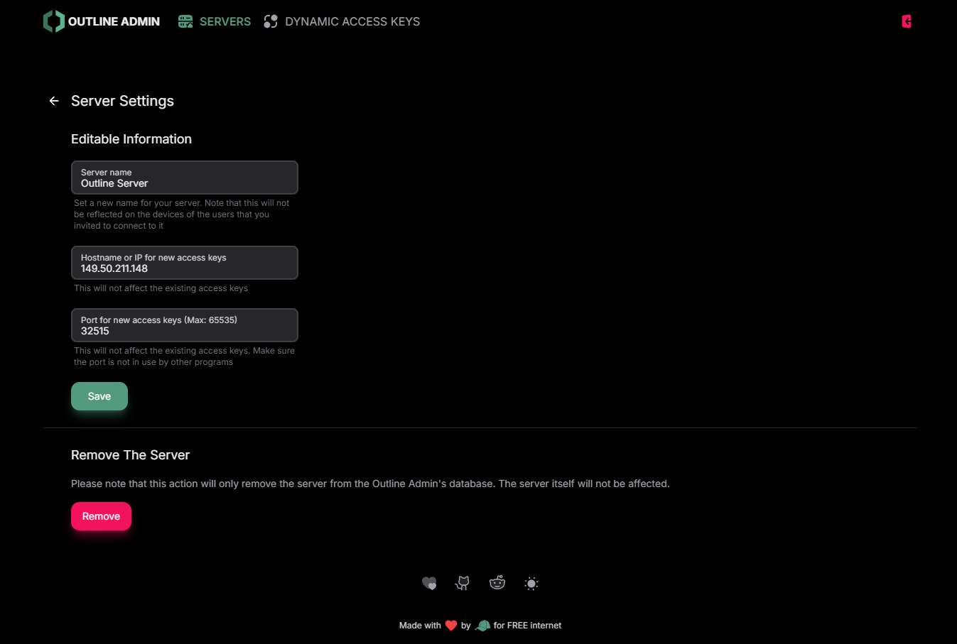 Outline VPN Admin Panel image no3