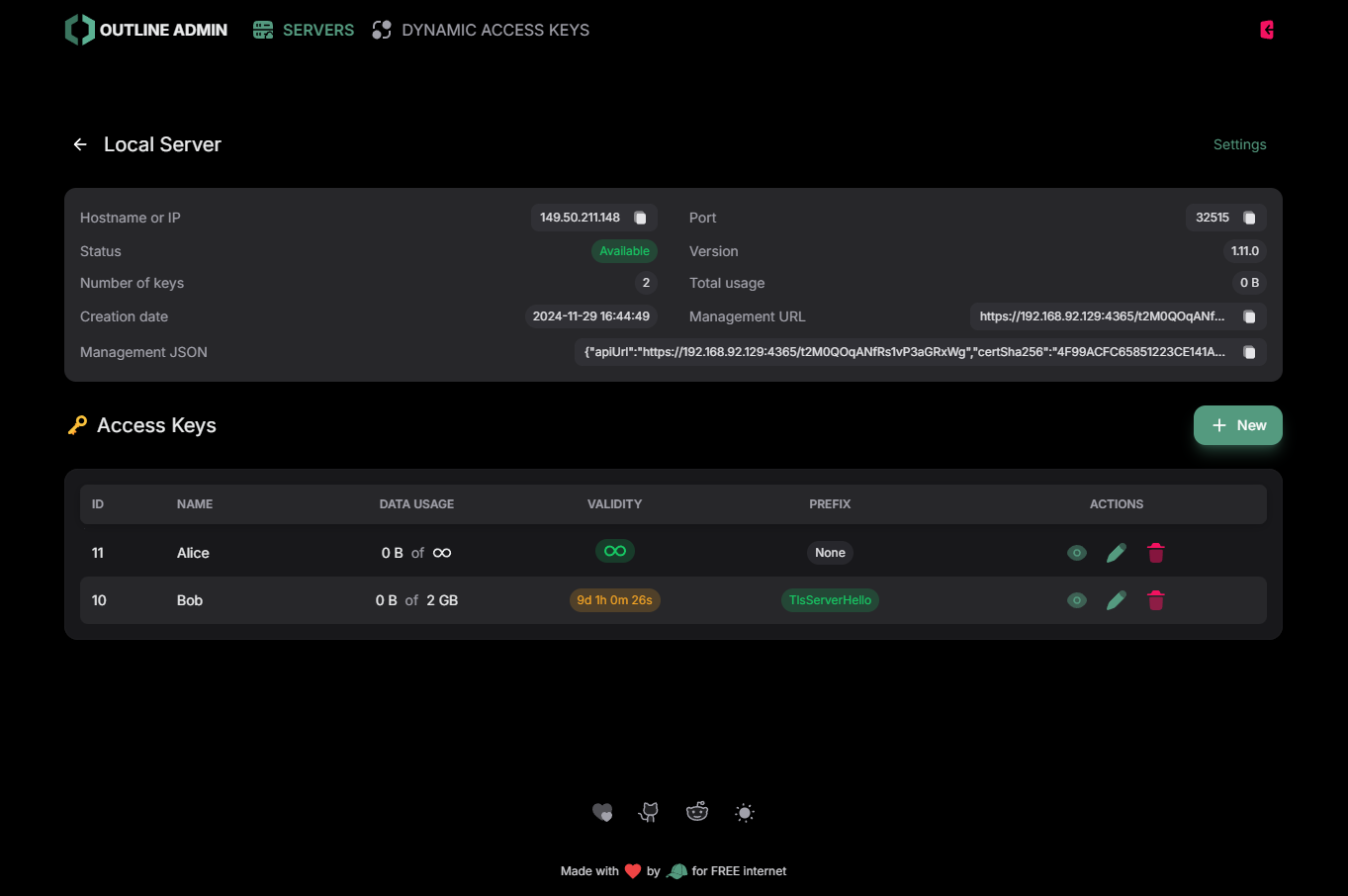 Outline VPN Admin Panel image no4